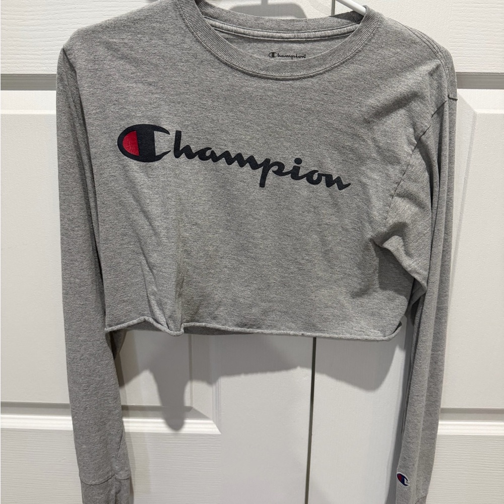 Champion Heather Gray Long Sleeve Crop Top